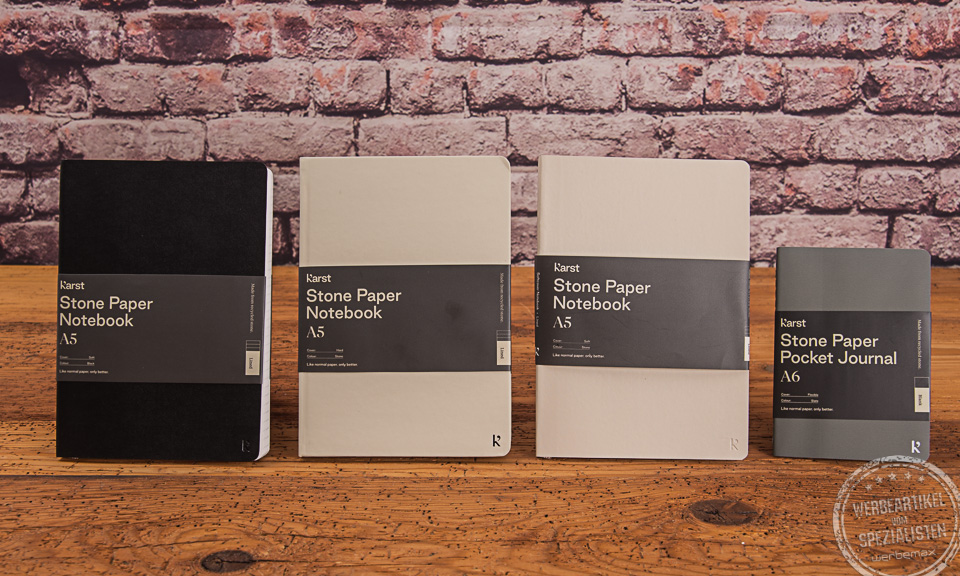 Steinpapier Notizb&uuml;cher mit Soft- und Hardcover